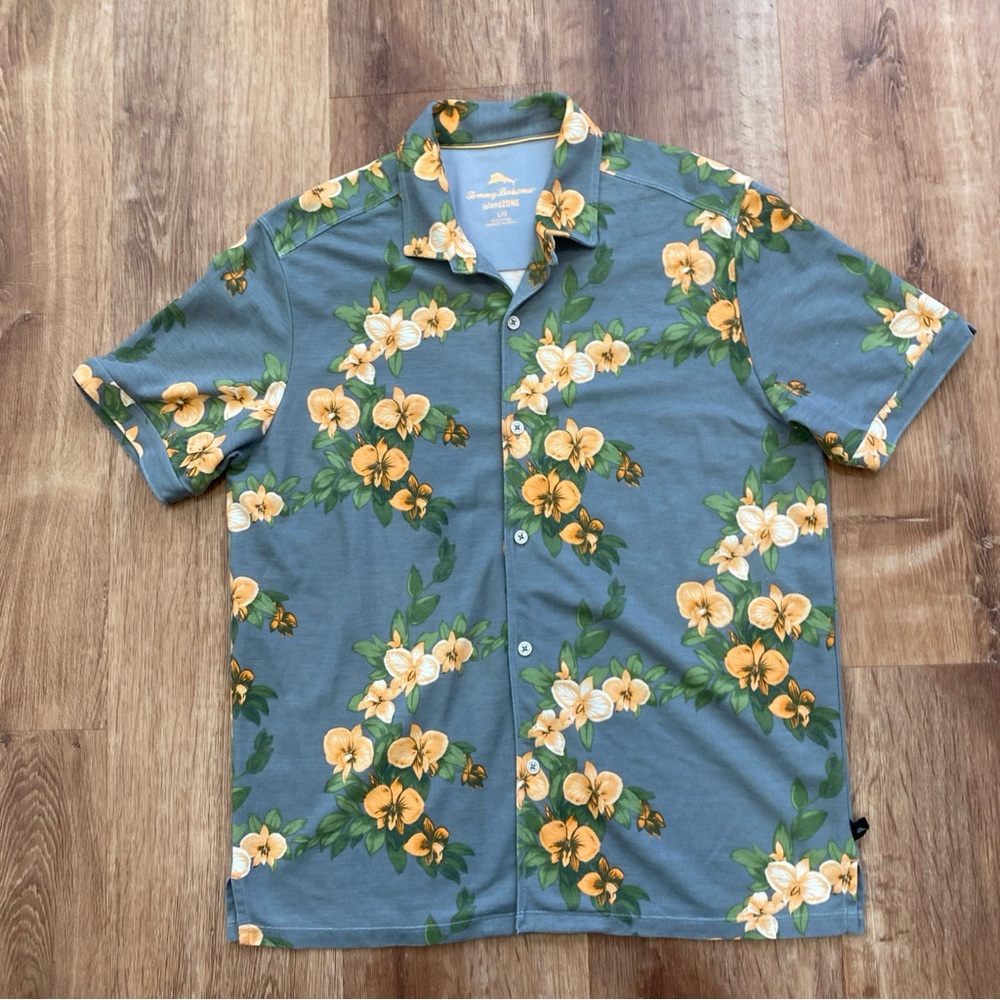 Tommy Bahama Mens Large IslandZone Shirt Hawaiian Button Up Short Sleeve Floral